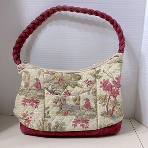 Isabella’s Journey Quilted Bag Purse Braided Strap Zip Closure Pockets Cotton